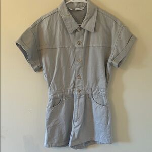 Zara Gray Button-Up Romper